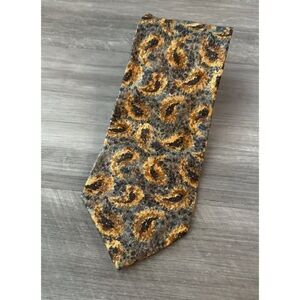 Emanuel Ungaro Paisley Silk Tie Italy Gold Green
